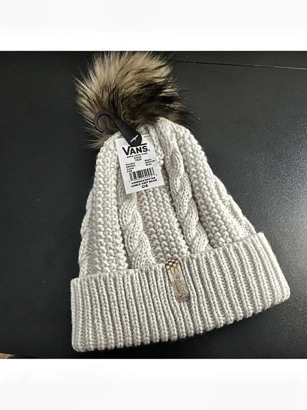 Vans Cable Knit Pom Beanie White